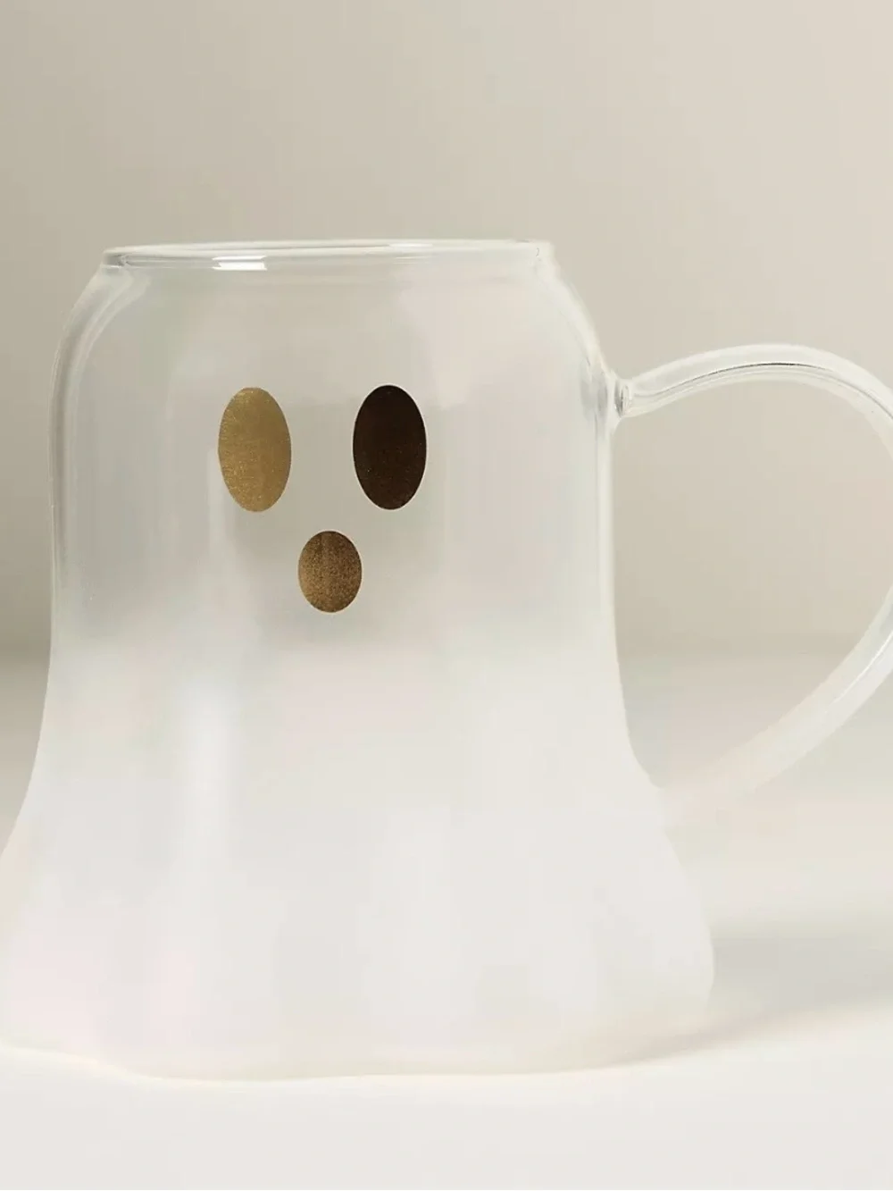 Anthropologie Ghost Borosilicate Glass Mug Halloween 4.25” New